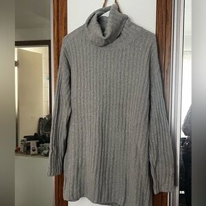 LOFT Ribbed Gray Turtleneck Sweater